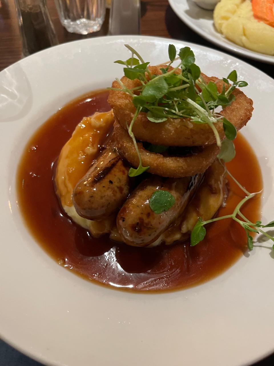 Bangers and mash at the Chandos